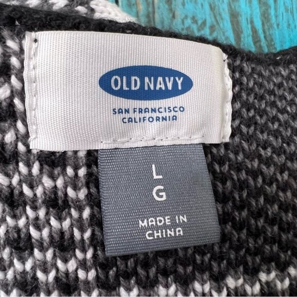 OLD Navy Black & White  Medium Weight Open Front Sweater Size L - Picture 6 of 7